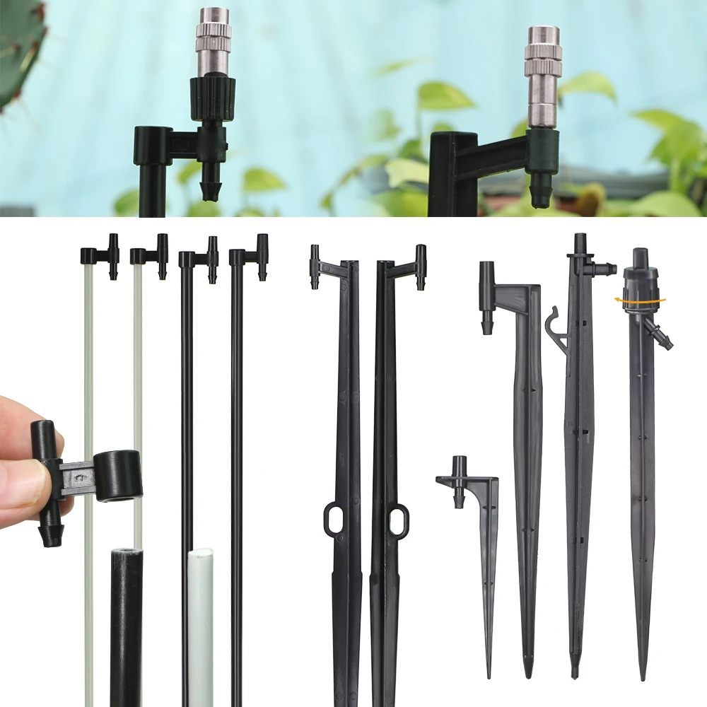 

10-types 11-50cm Garden Water Micro Sprinkler Stakes 6.0/7.5mm Joint Nozzle Spray Support Farm Yard Irrigation Watering Brackets