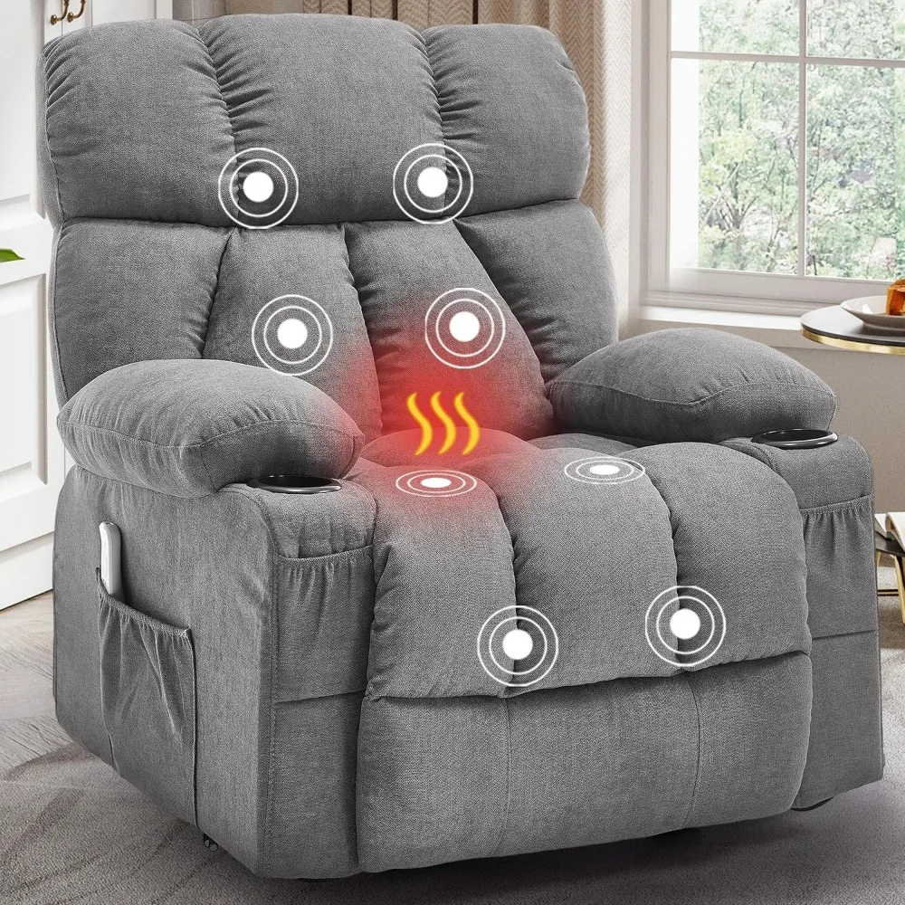 

Recliner Chair with Massage and Heat, Rocker Recliner Chairs for Adults, Overstuffed Nursery Rocking Chairs for Living Room, Laz