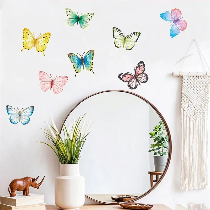 Matte Finish Flat Butterfly Wall Stickers Vibrant Color Decals for Living Room Bedroom Home Art Decoration