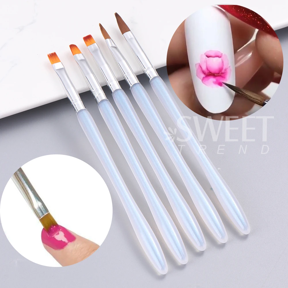 Nail Art Brush Acrylic UV Gel Extension Coating Drawing Painting Pen for Powder Removed DIY Manicure Accessories Gel Nail Tool