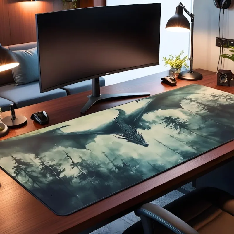 

Dark Forest Dragon Mouse pad Desk Mat Fantasy Gaming Mat Dragon Office Decor Gamers Dragon Dark Fantasy Game Room Decor 30*80cm