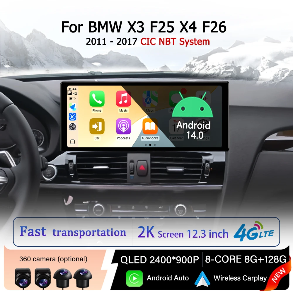 

QLED 2400*900P Touch Screen Display for BMW X3 F25 X4 F26 2011 - 2017 CIC NBT System Carplay BT Car Radio Player DSP Accessories