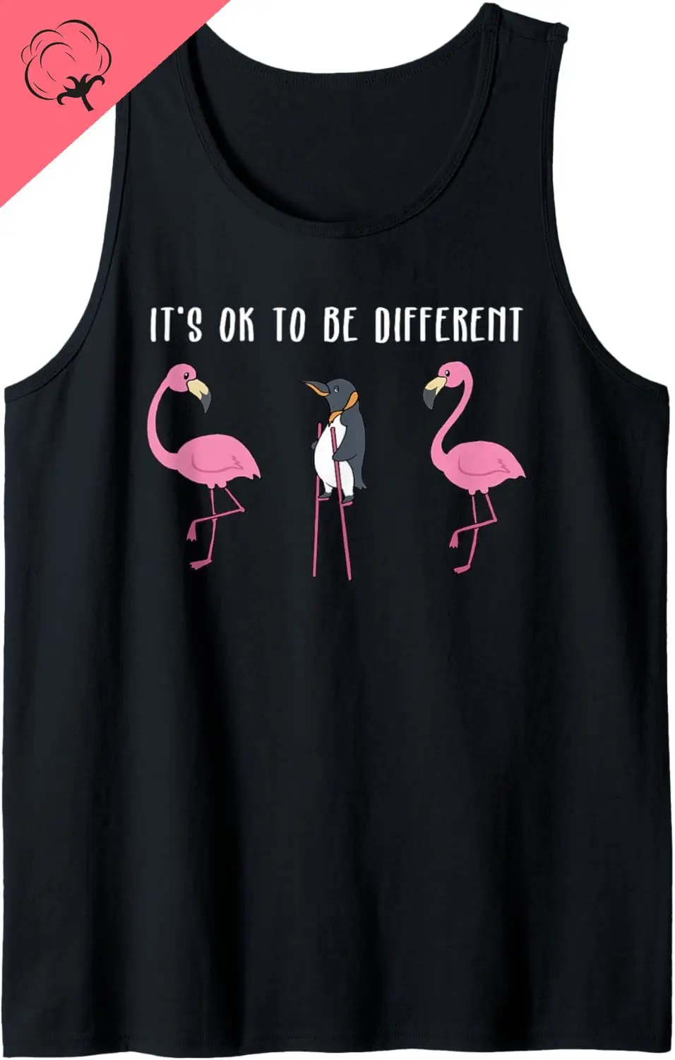 Es bueno para ser diferente camiseta sin mangas con pingüino flamenco, bonita Camisa de algodón sin mangas, ropa de vacaciones de verano, chalecos para hombres y mujeres