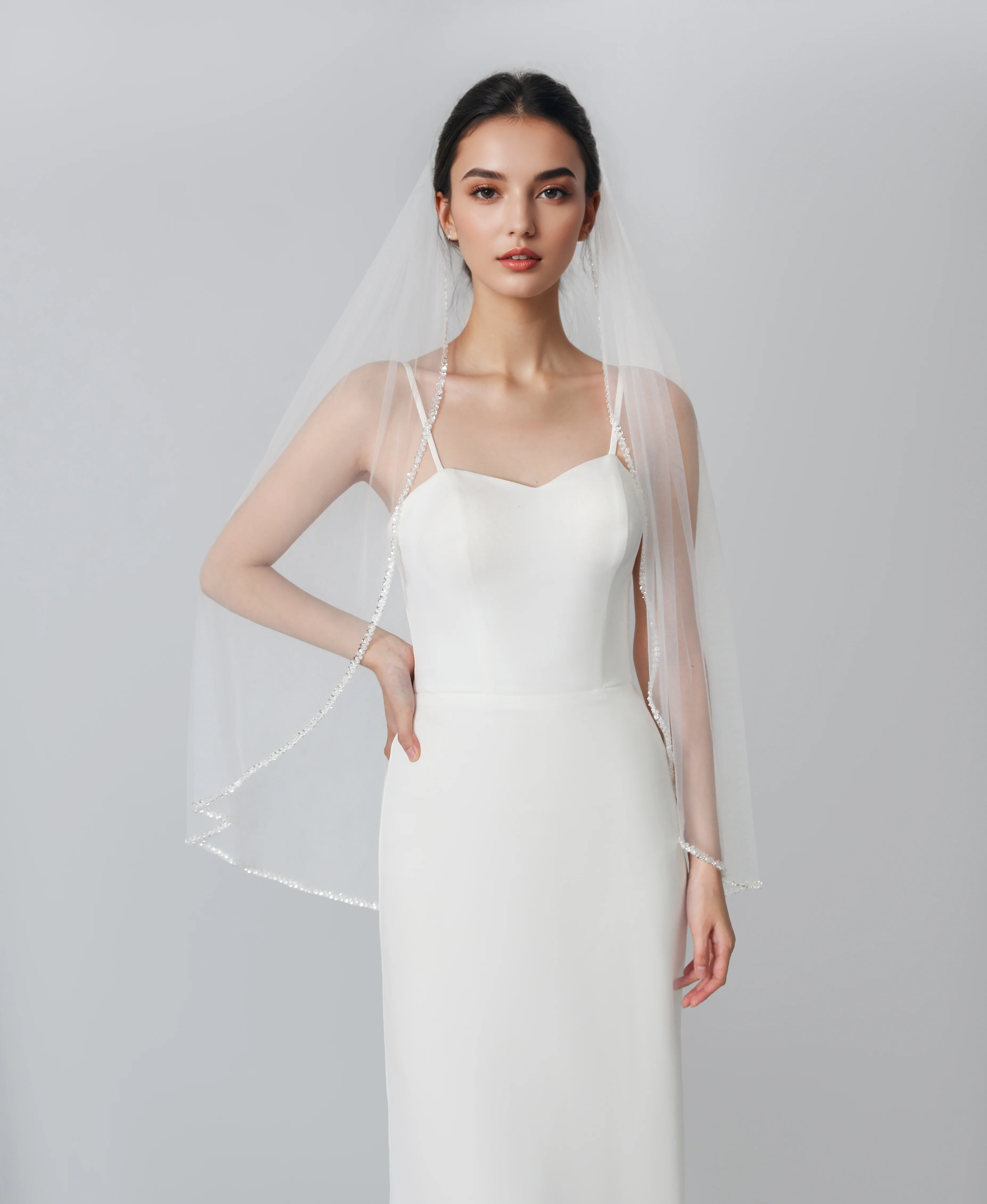 الحجاب للعروس عقال مقياس السمك الترتر الدانتيل مخيط يدويا قوية ودائمة 1 متر الأبيض مشط الشعر الكلاسيكي نمط لينة G63