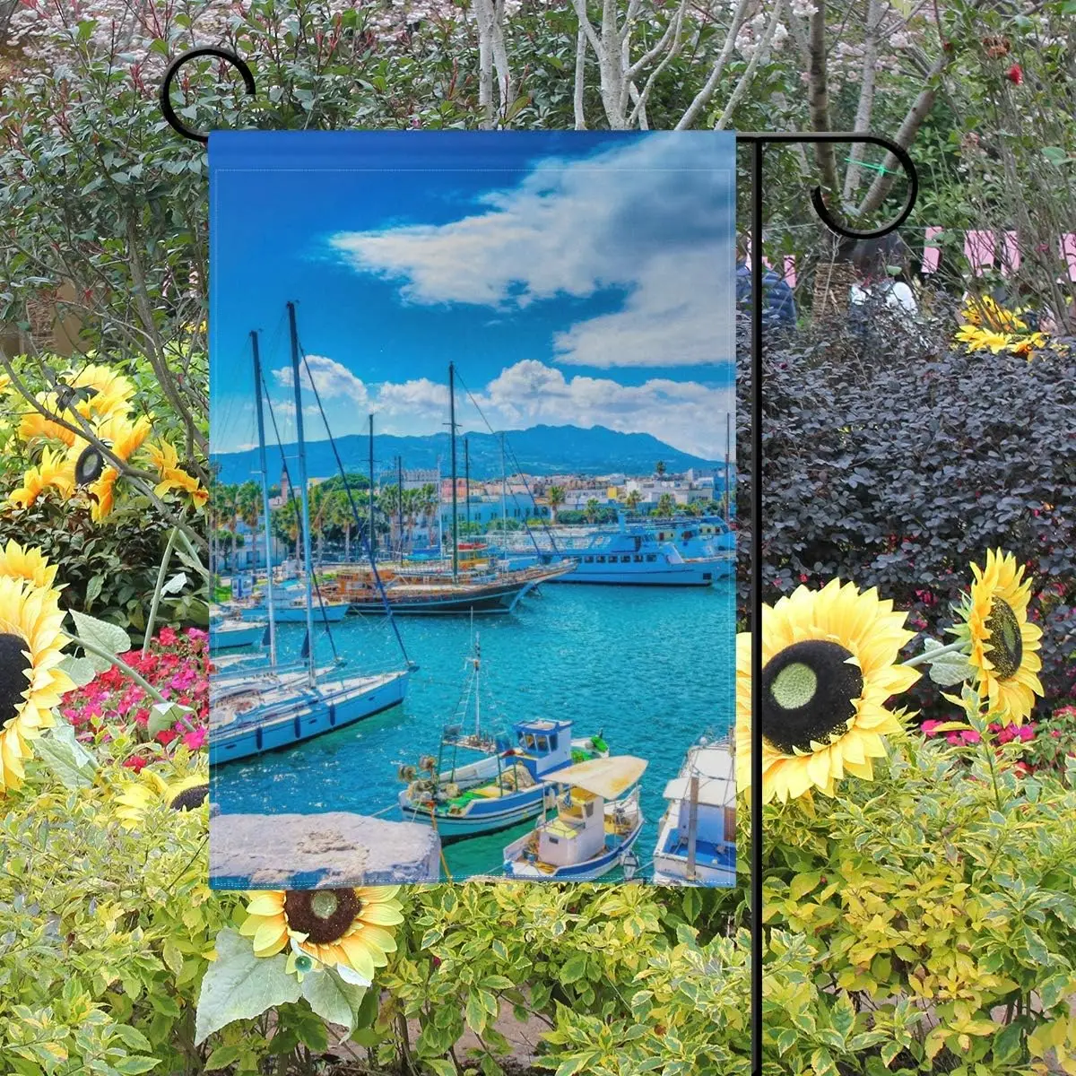 ALAZA Port of Kos Island Greece Decorative Double Sided Garden Flag 12 x 18 inch