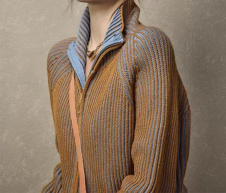 

Collar Cardigan Sweater Spring and Autumn Jacket 2025 Loose and Versatile Slimming New Women's Knitted Sweater