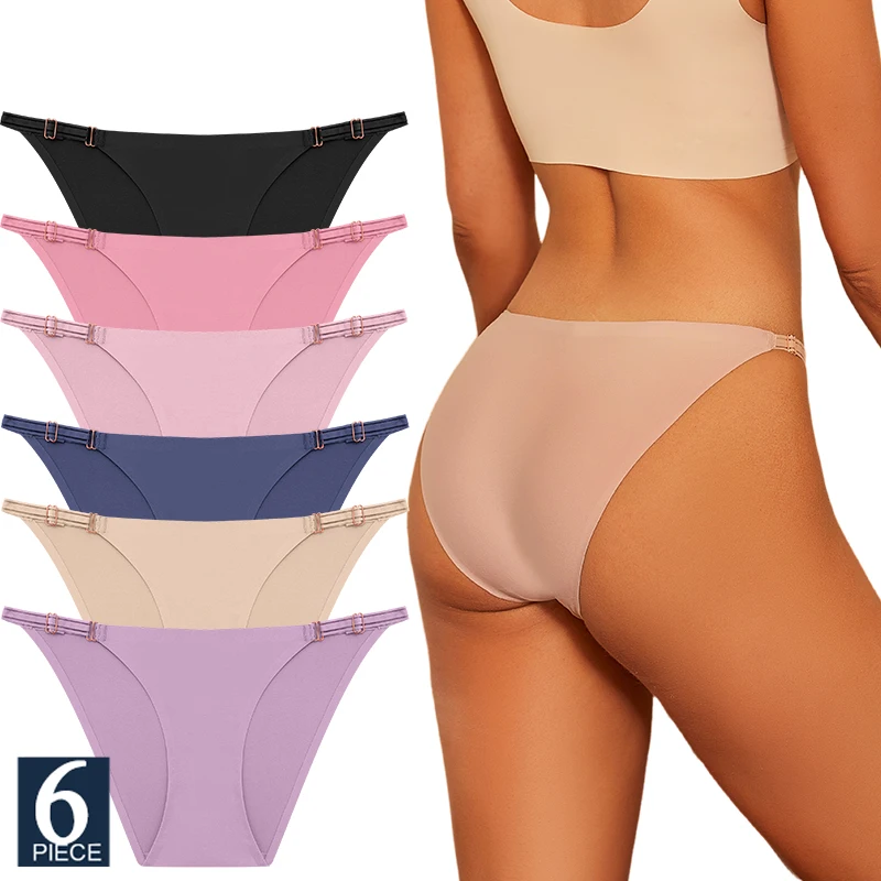 FINETOO 6Pcs/Set Women's Seamless Panties Sexy Low Waist Adjustable Strap express Female Underwear Ladies Intimates Lingerie