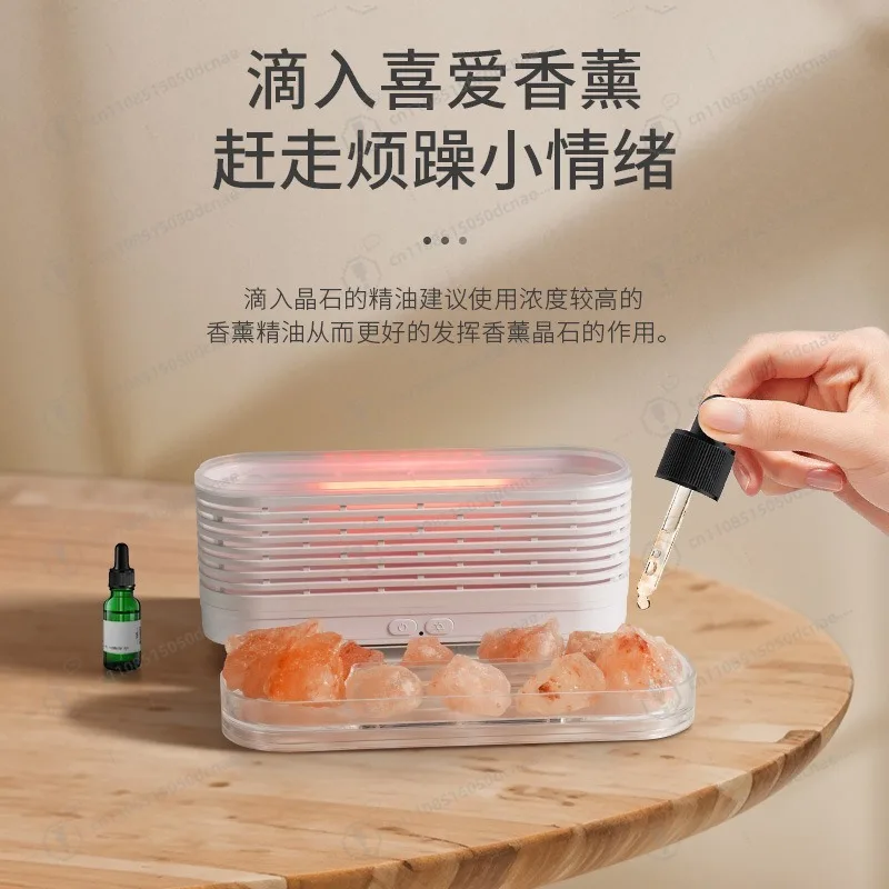 Nuova macchina per aromaterapia in cristallo naturale con pietra di sale, mini umidificatore deodorante da 120 ml per atmosfera colorata creativa da tavolo