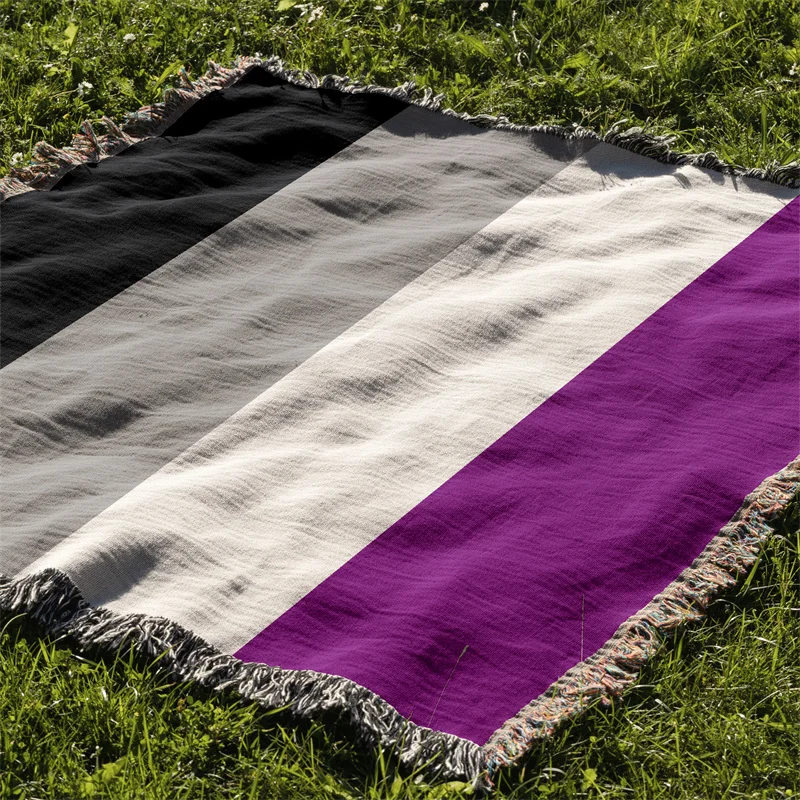

Aertemisi Asexual Pride Flag LGBT Rainbow Jacquard Fringed Woven Throw Blanket
