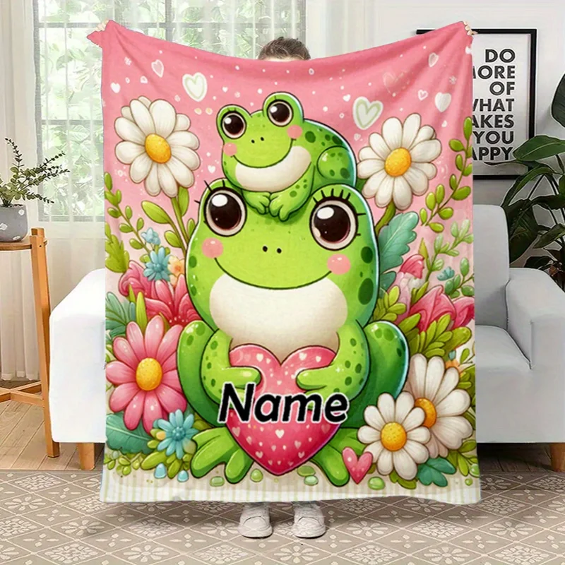 Modern style frog themed personalized blanket machine washable,tear resistant polyester velvet fabric,all season knitted bedding