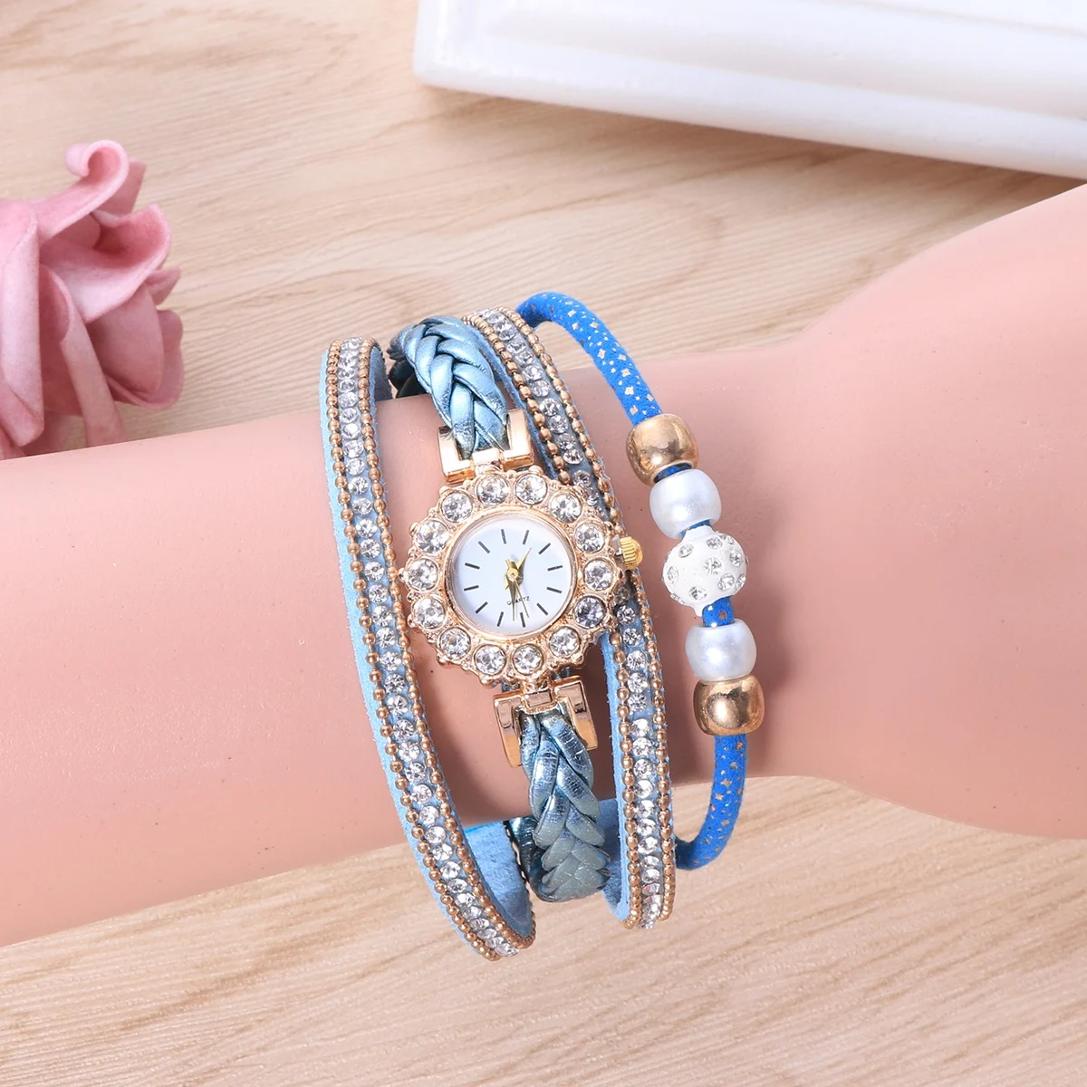 

Fashion Diamond-set Quartz Watch Elegant Women Bracelet Durable Gifts Valentine Christmas Birthday Party Wear Women Watch