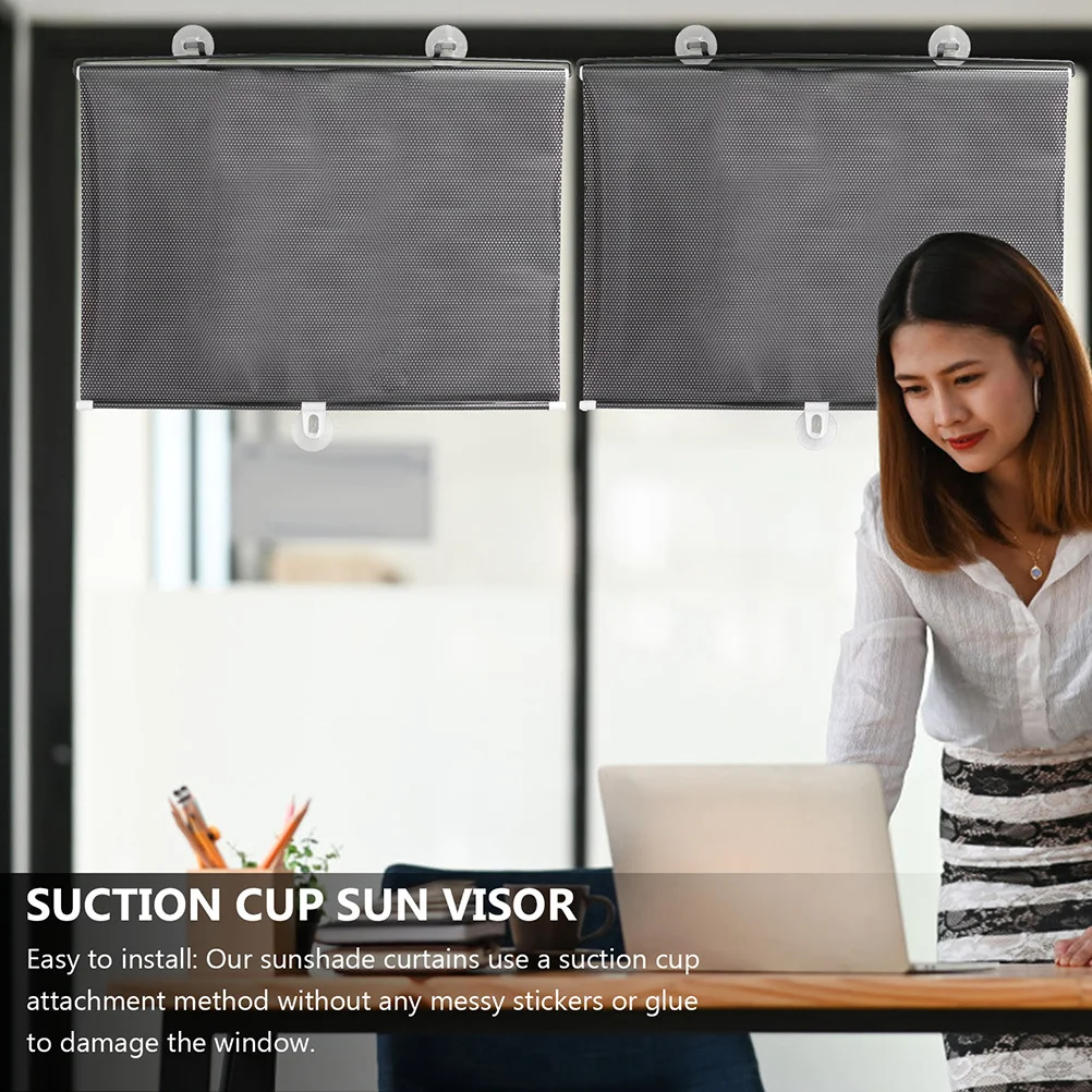 

2Pcs Suction Cup Sunshade Curtain Home Window Protection Easy Install Material Block Light Heat Adjustable Size