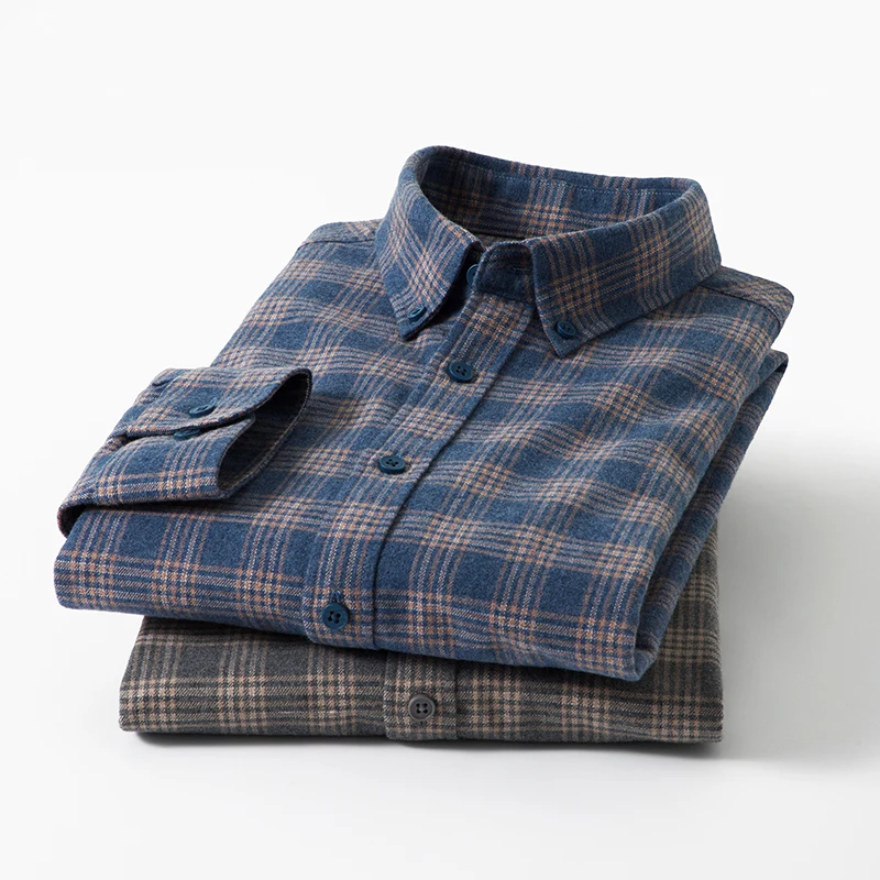 

Spring Men's Classic Plaid Long Sve Cotton irt Anti-Wrinkle Casual Commute Comfortable Waed Flannel Skin-friendly