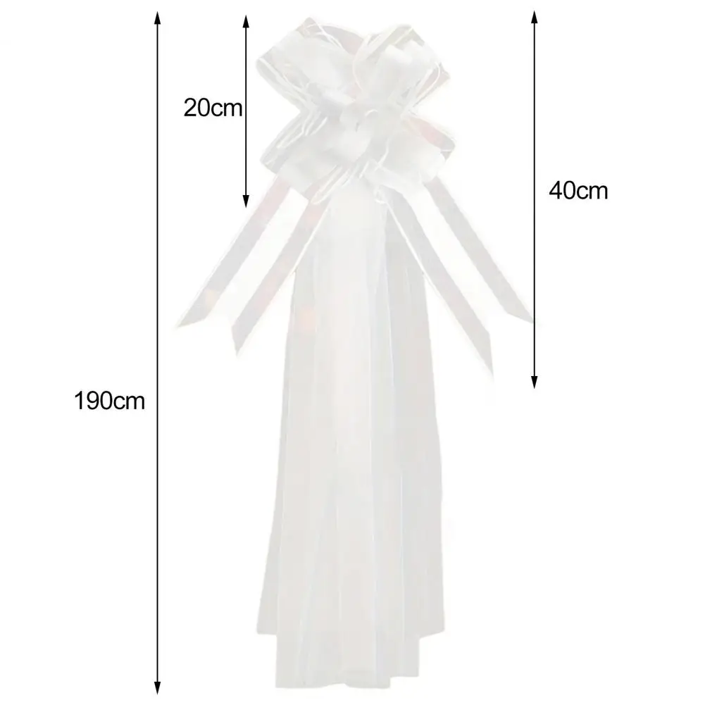 4Pcs White Wedding Pew Bows Tulle Church Aisle Wedding Chair Decorations For Bridal Shower Reception Long Tulle Tail Accents