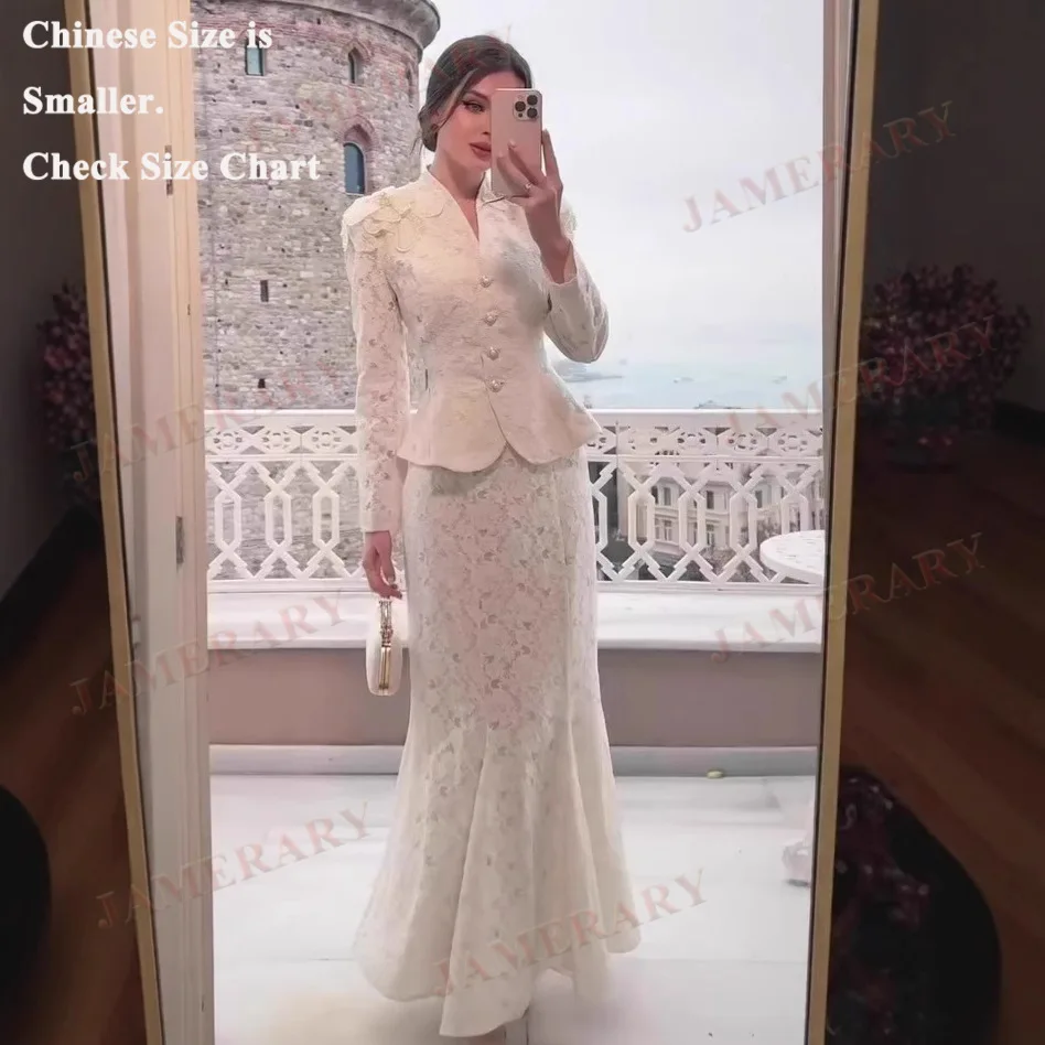 

Elegant Brand Summer Lace Two Piece Set Women Autumn Embroidery Jackets Blouses + Fishtail Long Skirts Suits 2pcs Outfits