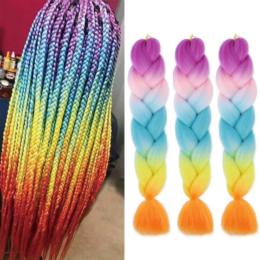 

Gradient Color 24-Inch Giant Braided Synthetic Braid Hair Color African Women And Children Daily Hair Extension Crochet Wig