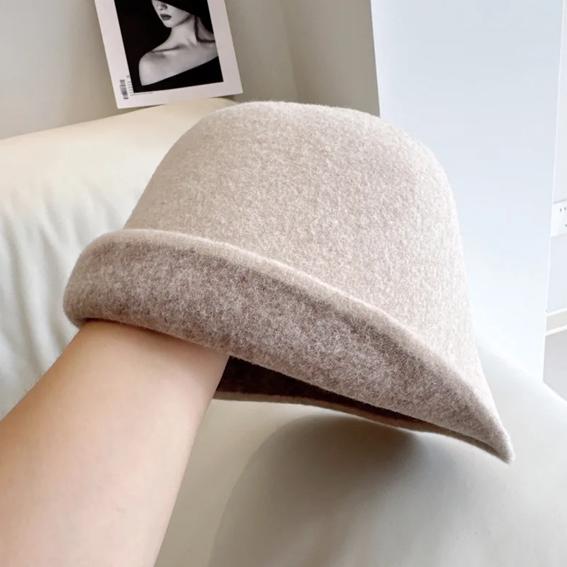 Bucket Hat Wool Women Autumn Winter Warm Accessory For Outdoor Holiday Cold Weather