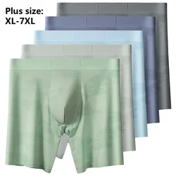 Men Underwear Large Size 6XL 7XL Seamless Boxers Plus Pattern Printed Ice Silk Sports Shorts 120KG Male Underpants Panties