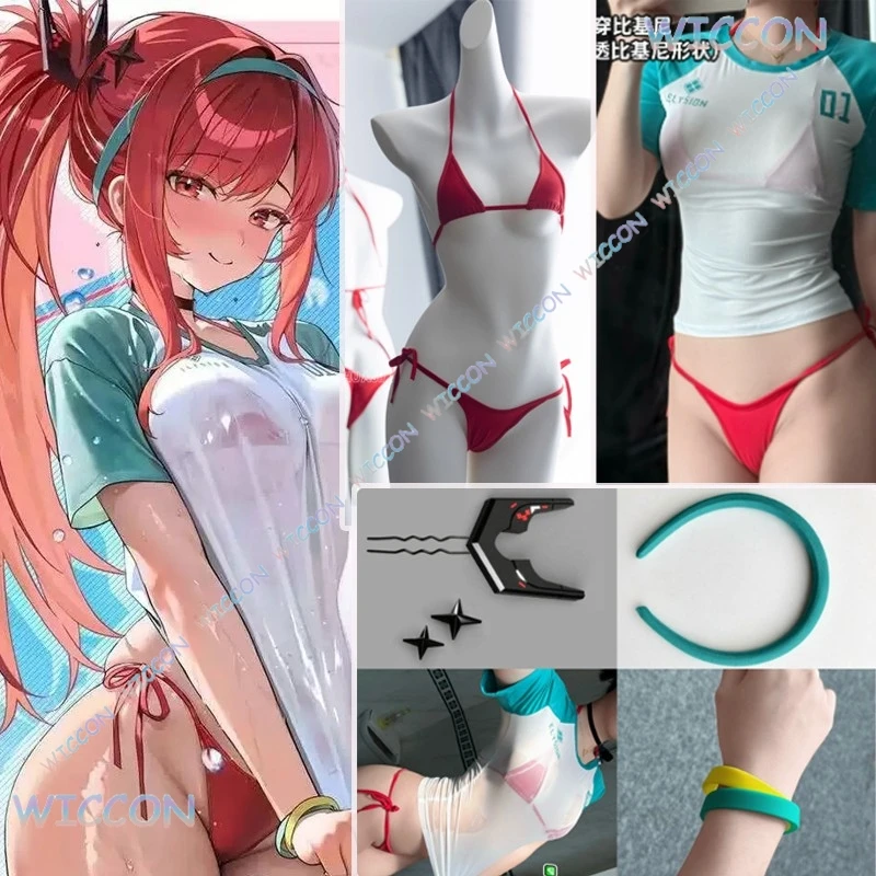 

Game NIKKE Goddess of Victory Cosplay Rapi Red Hood Red Flavor Outfit Sexy Bikini Shirts Women Event Sexy Women Costume Set Wig
