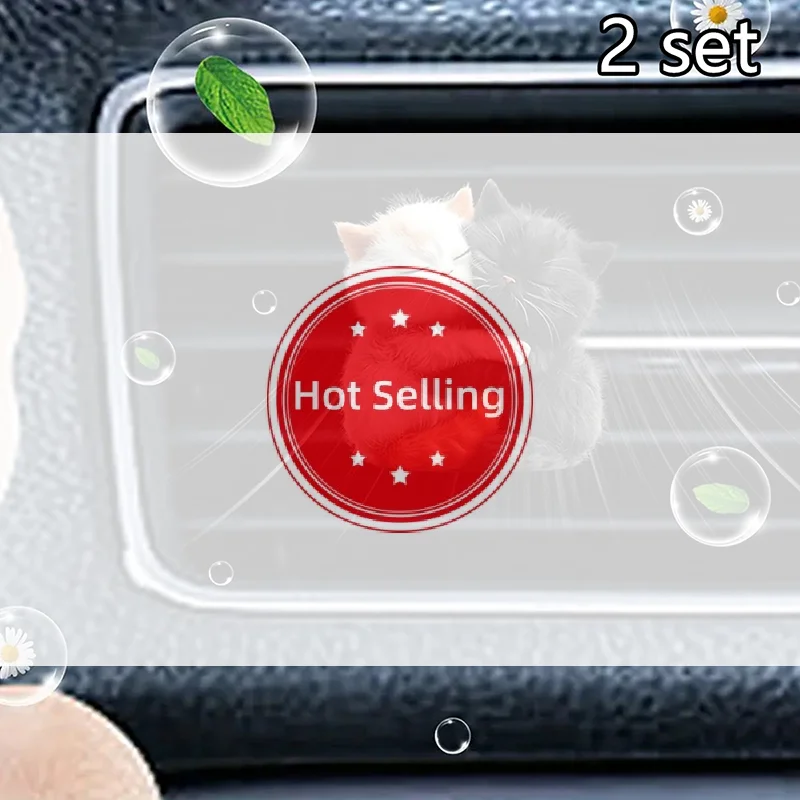 

2Set Cute Cuddle Cat Perfume Diffuser Car Air Freshener Clip Car Air Conditioning Vent Decoration Car Interior Aromatherapy Clip