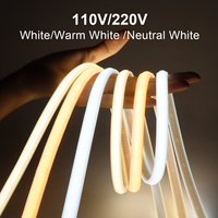 220V 110V COB Led Strip With EU US Plug Power Switch Waterproof Led Tape Flexible Ribbon for Outdoor Garden Kitchen Lighting