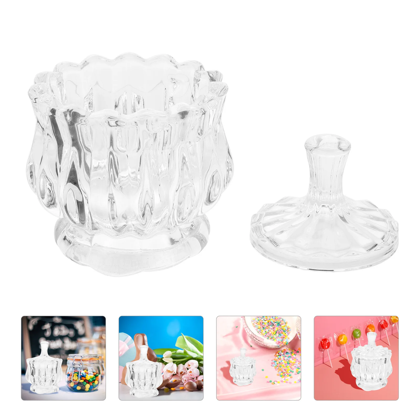 

2Pcs Glass Candy Jars with Lids Transparent Containers for Kitchen Home Snacks Tea Coffee Glass Jars with Lids