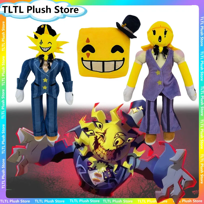WONDERLAND Plüschtier Anime Mr.Sun Wonder Ms.Moon Wander Quadratisches Gesicht Kissen Plüschpuppe für Spielefans Peripherieprodukt Geschenk