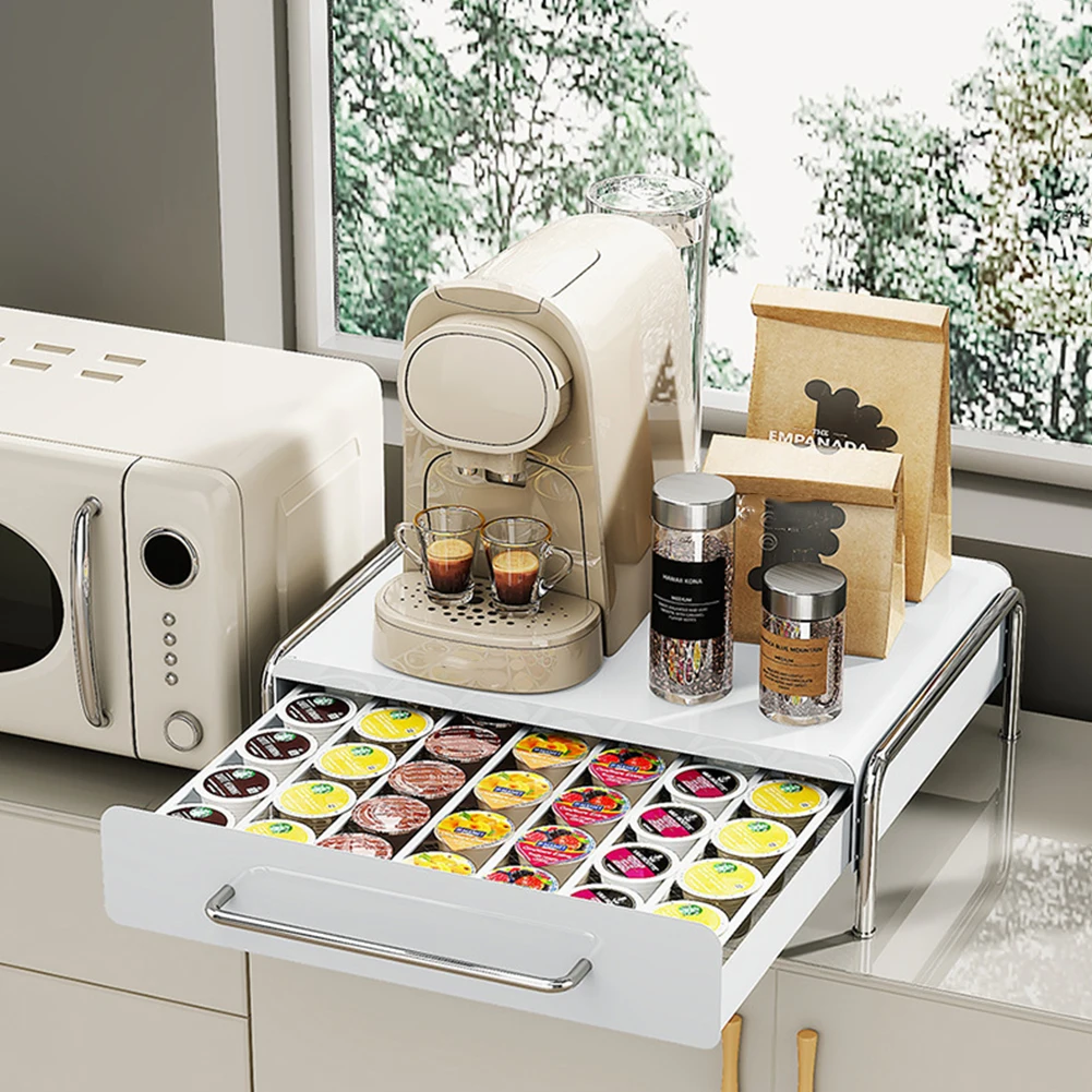 

Полка для кофейных капсул вмещает до 36 капсул, стеллаж для хранения кофейных капсул, металлический контейнер для кофейных капсул для любителей кофе