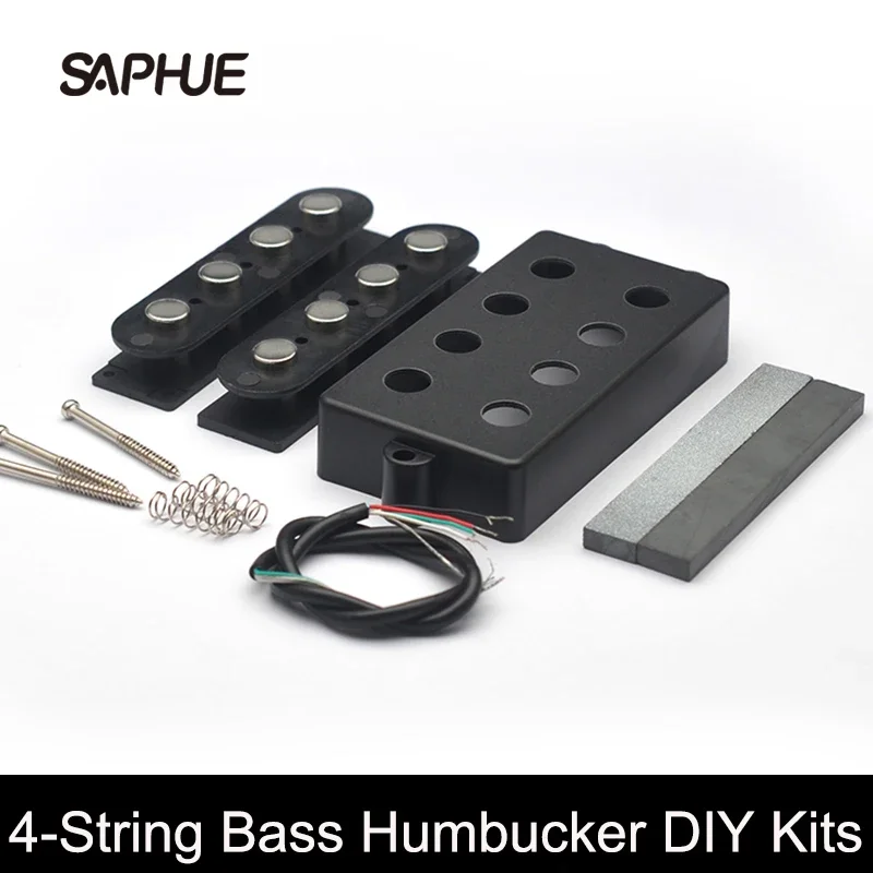 4-String Bass Humbucker Pickup Kits, Ceramic, Plastic Bobbin, 9.5mm Pole Piece, 4C Cable Pickup Kits for Dual Coil Pickup Kit