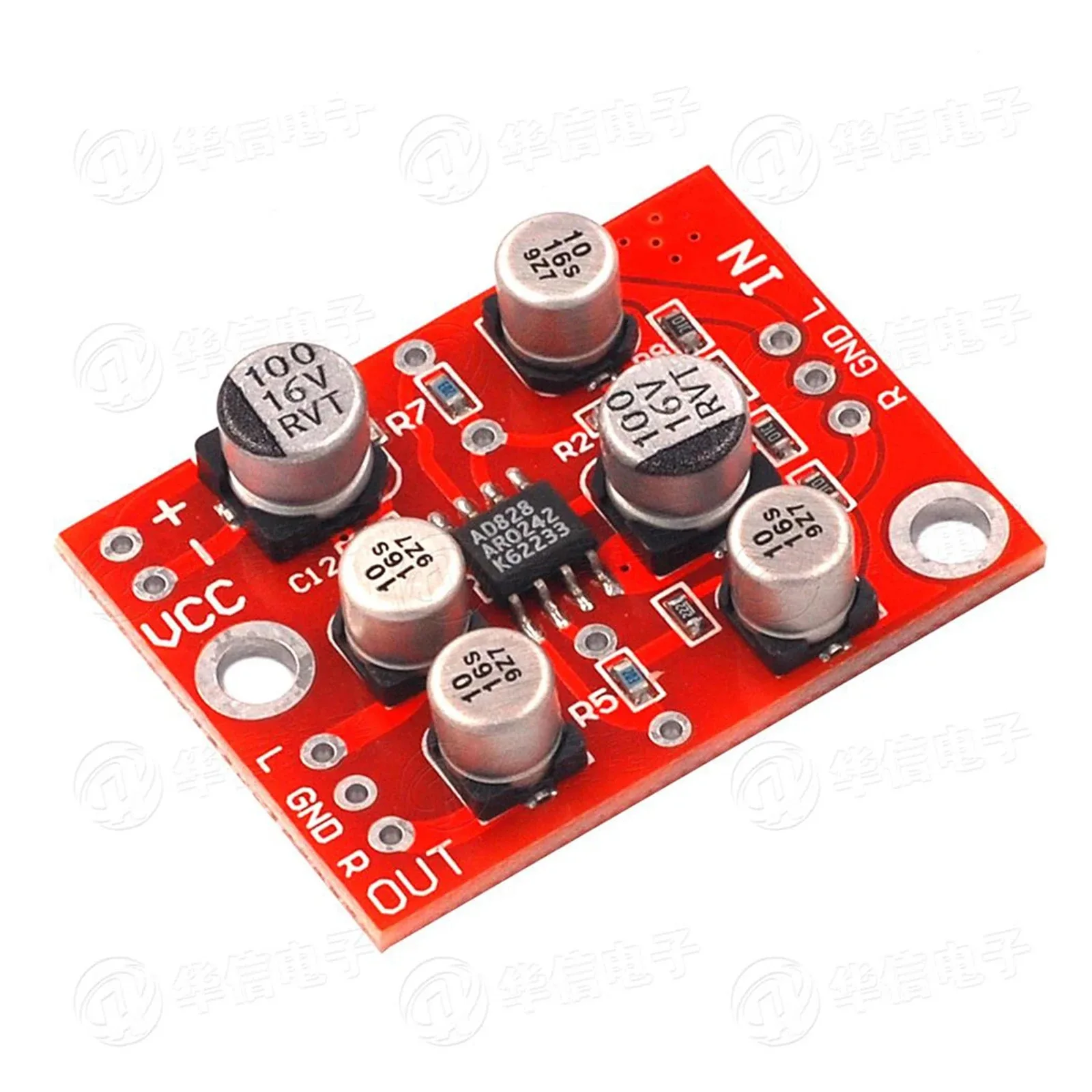 DC 5V-15V AD828 ステレオプリアンプパワーアンプボードプリアンプモジュール