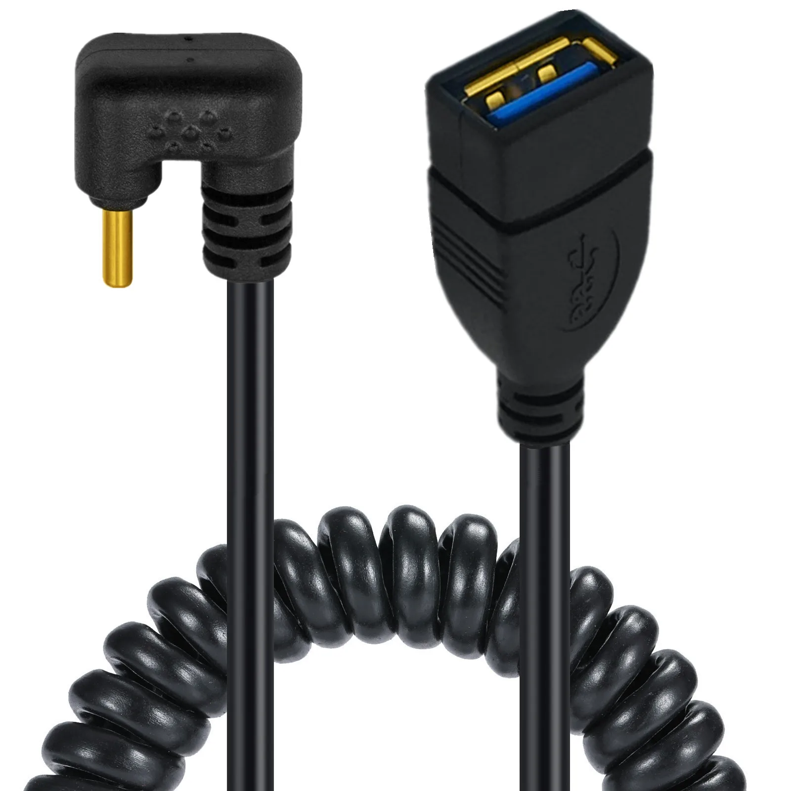 Gold Plated Telescopic Spring USB A-C OTG Data Cable Type-c Interface To USB 3.0 Female Tablet Connection