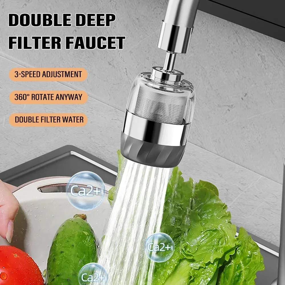 

360 Degree Rotating Filter Splash-Proof Faucet Shower Kitchen Sink Water Filter Faucet Nozzle Filter with Universal Adapter