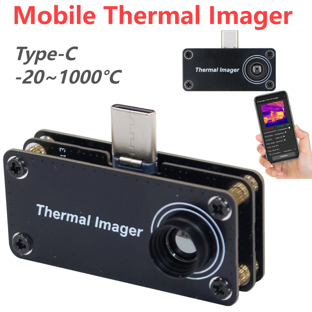 

Type-C Mobile Thermal Imager -20~1000°C 32*32Pixels Thermal Imaging Camera APP Control Infrared Thermal Imager for Android Phone