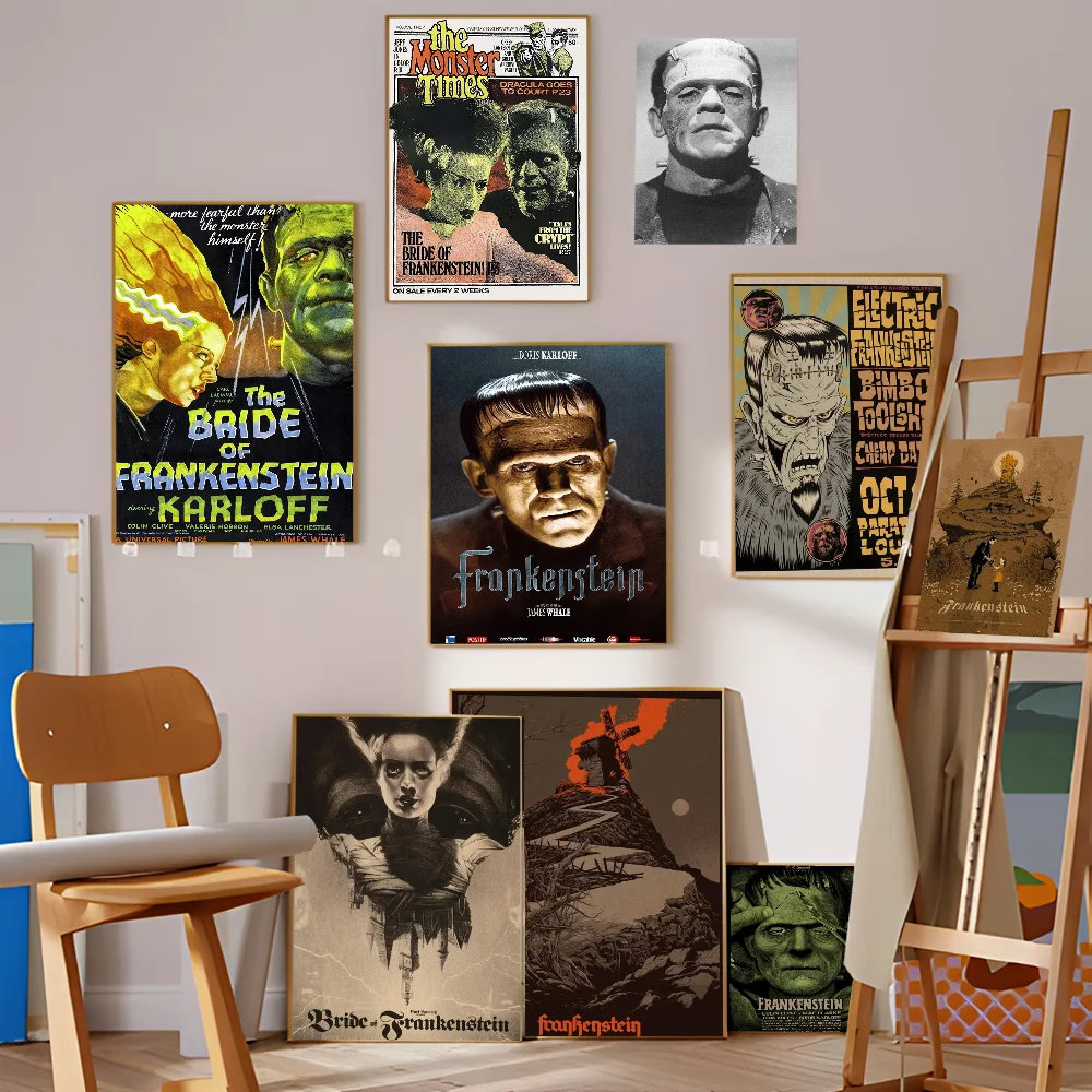 Vintage Frankenstein Universal Monsters Horror DIY Sticky Poster Fancy Wall Sticker for Living Room Bar Decoration Wall Decor