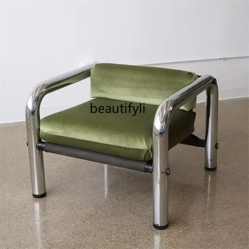 Medieval light luxury single Bauhaus style leisure chair designer creative art stainless steel armchair