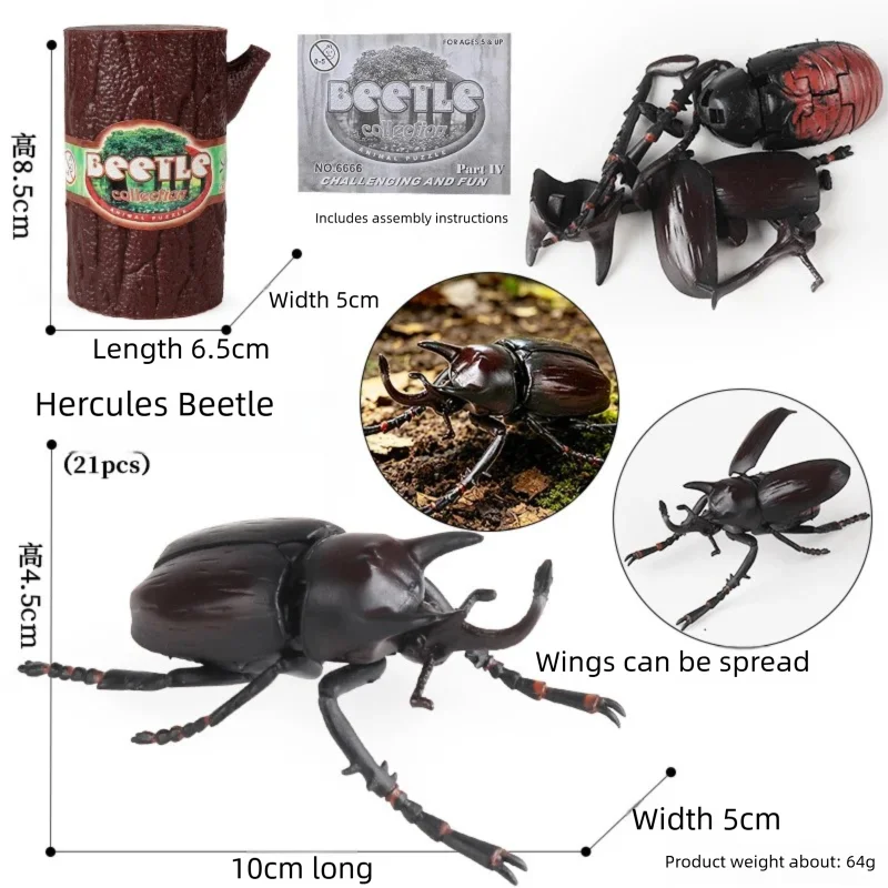 Oenux 4D Assembly Insect Reptile Models Beetle Lizard Centipede Snake DIY Kit Realistic Bug Figurines for Collection Desktop Dec view 3
