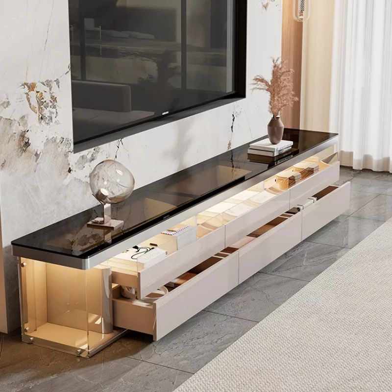 Yjq Italian light luxury high-end floor-to-ceiling TV cabinet, living room home coffee table combination TV cabinet