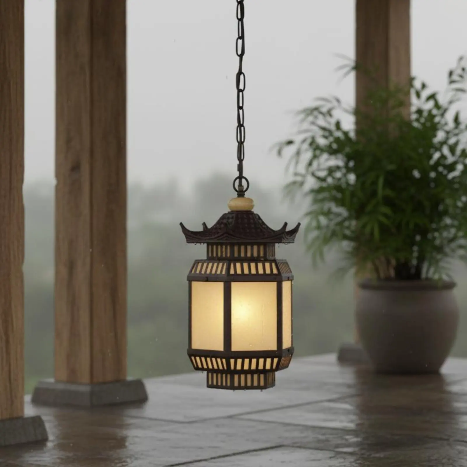 Chinese Design Lantern Lamp Decorative Outdoor Hanging Lantern Outdoor Hanging Light Warm Radiance Pagoda Ceiling Light - view 5