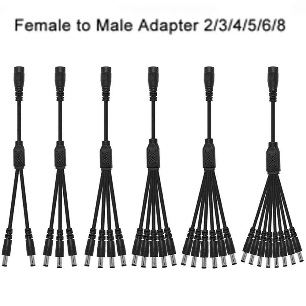 12V DC Power Splitter Extension Cable 5.5x2.1mm 1 Female To 2 3 4 5 6 8 Male Plug for LED Strip Lights CCTV Surveillance Camera