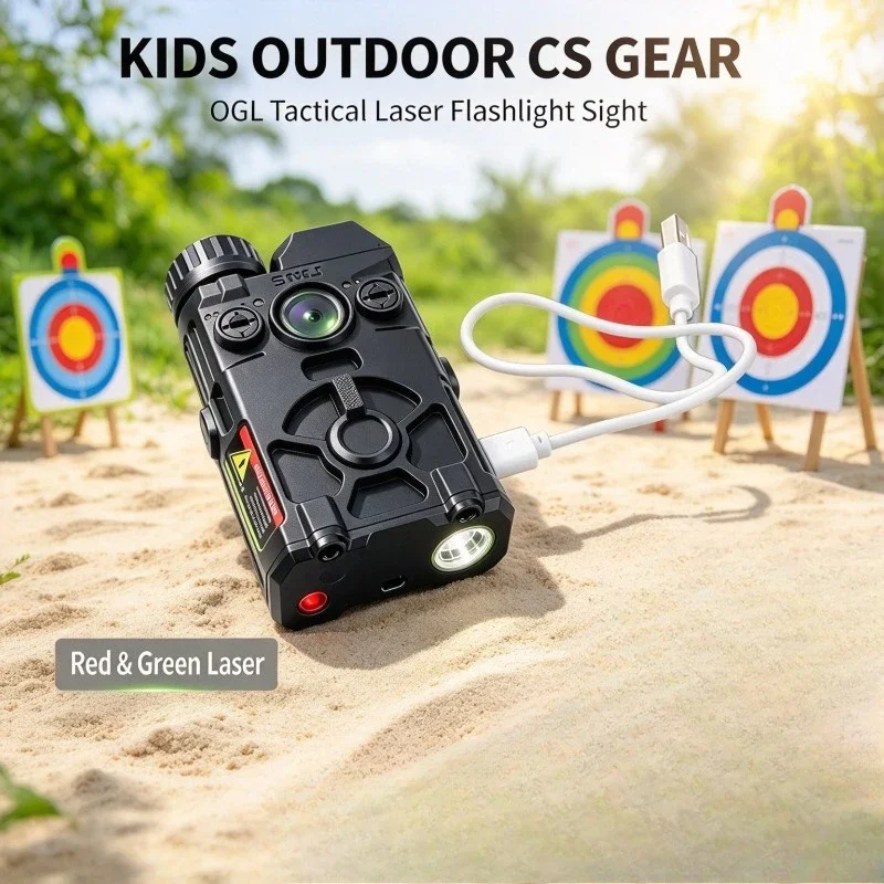 20mm Rail Mount OGL Tactical Lighting Accessory Dual Color Indicator USB Charging Design Outdoor Simulation Battle Game Fitting