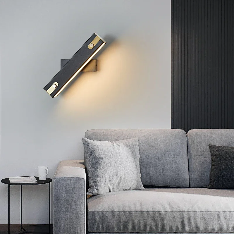 Nordic modern wall lamp adjustable rotating LED rectangular lamp Simplicity bedroom  bedside room decor lighting wall lamp