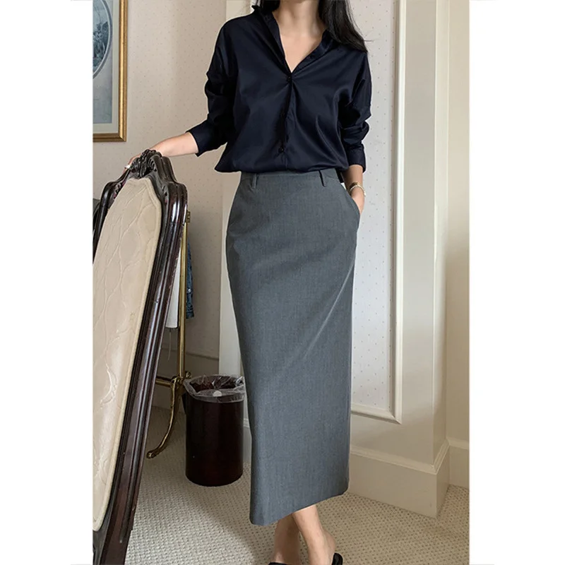 Straight Skirt Women's Spring and Autumn New High Waist Korean Style Hip Skirt Small Commuting Figure Flattering Mid-Length Suit