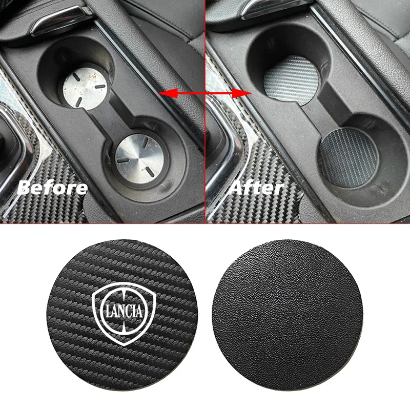 PU Leather Car Non-slip Cup Pad Water Cup Mat For Lancia Delta Musa Voyager Ypsilon Phedra Flavia Thema Thesis LYBRA LANCIA 2000