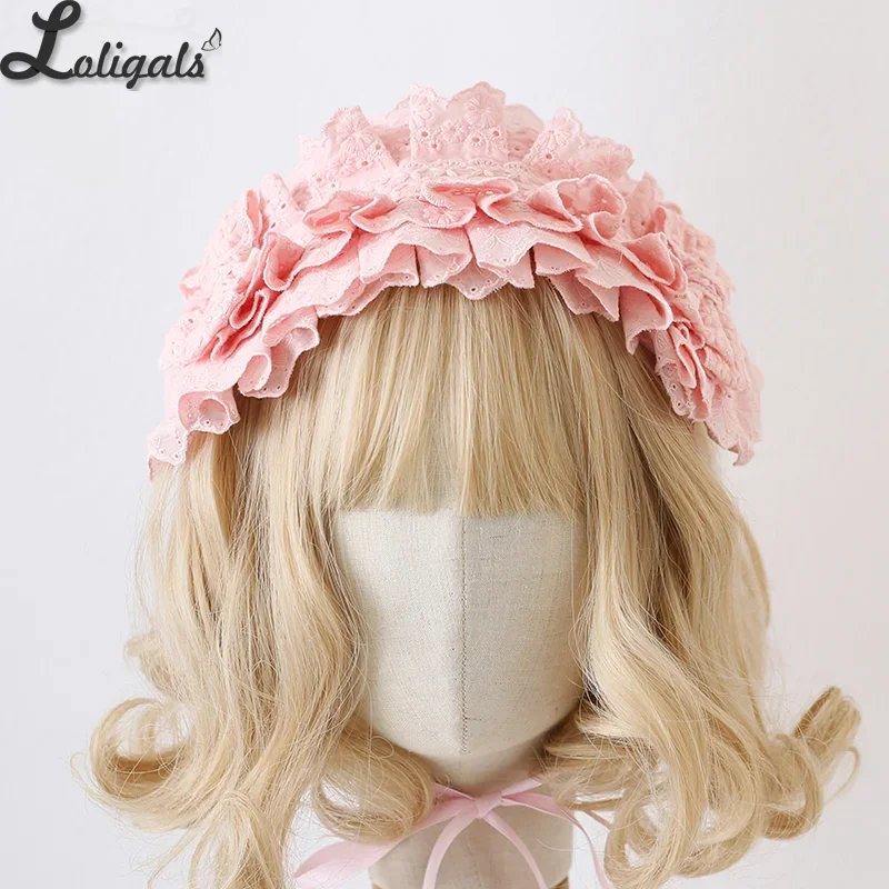 

Lolita Headgear Doll Style Ruffled Bow Headband KC Gothic Hair Accessories