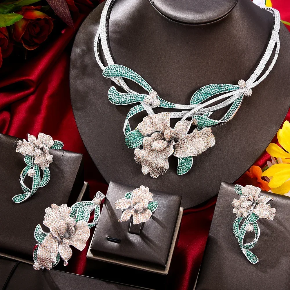 

Kellybola Original Trendy Shiny 4pcs Necklace Jewelry Sets For Women Party Show Bridal Wedding Accessories Gift High Quality