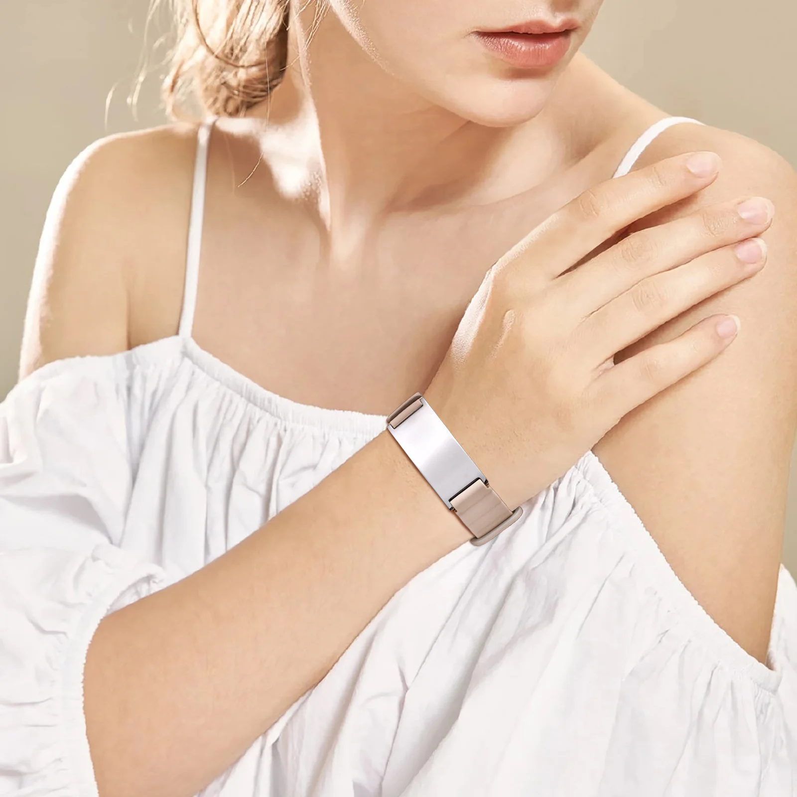 Pulseira magnética de identificação de data com nome personalizado gratuito para mulheres, pulseiras de silicone de aço inoxidável, presentes de joias personalizados