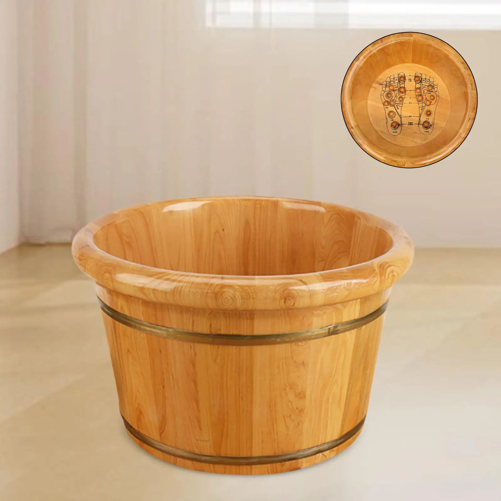 

Wood Foot Bath with Massager Pedicure Tub Laundry Tub Multipurpose Foot Soaking