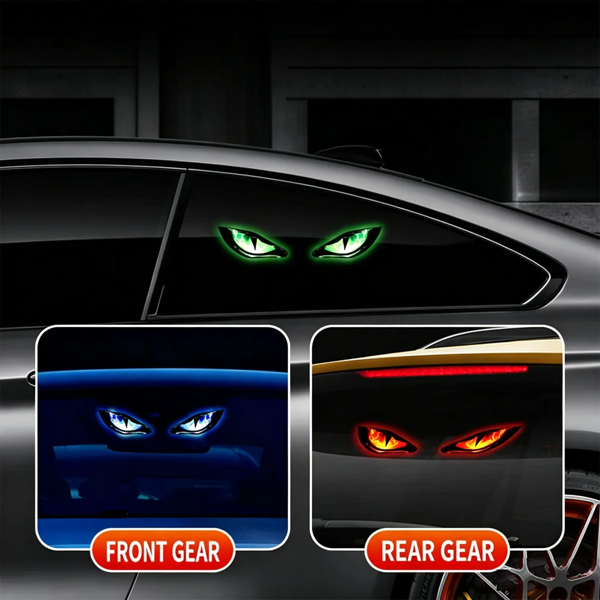 Car Demon Eye Light Suction Cup Solar Powered Flashing Warning Light Dynamic Safety Vehicle Led Ambient Breathing Lamp Universal