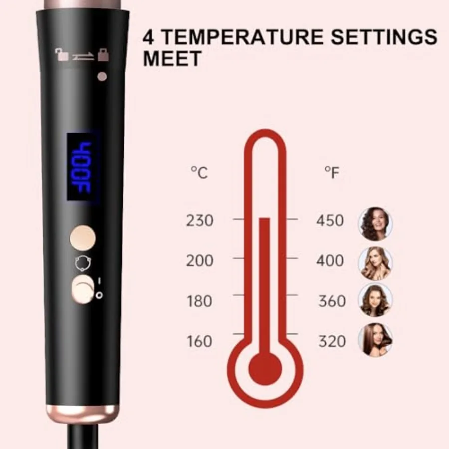 مجموعة مكواة تجعيد 5 في 1 مع أسطوانات سيراميك باللونين الفضي والأسود 4 إعدادات للحرارة تتضمن قفازًا واقًٍا ومشابك لمتعددة الاستخدامات #5
