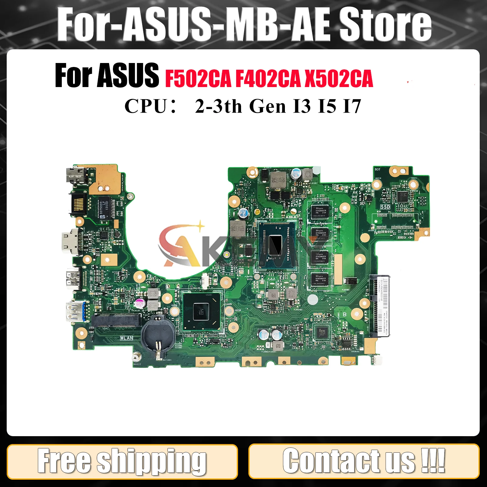 

X502CA Материнская плата для ноутбука ASUS VivoBook X502C F502CA X502CA F402CA Материнская плата для ноутбука с процессором I3 I5 I7 100% tests OK stk